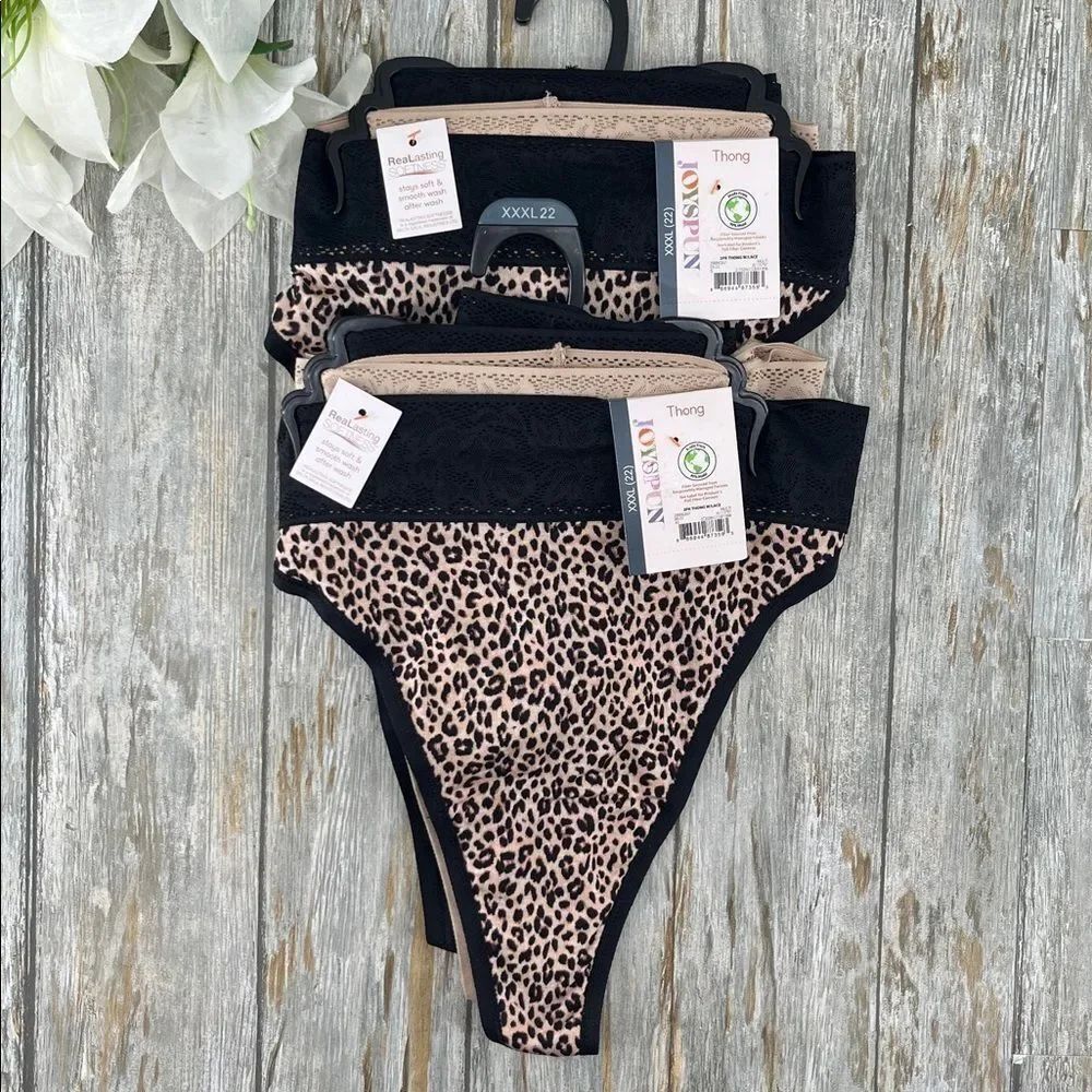 Women's Modal & Lace Thong Panties Underwear 2, 3-Packs Size XXXL